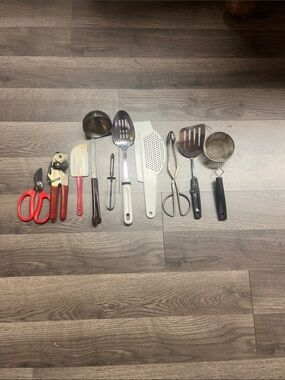 Vintage Kitchen Utensil Set - Red, White, Black Mixed Colors